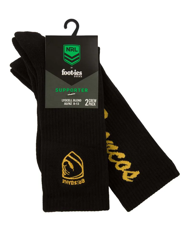 Brisbane Broncos Black Sneaker Sock 2 Pack - Image 6