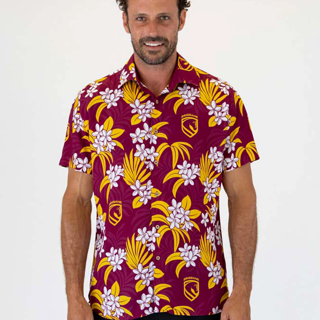 Brisbane Broncos 'Reef' Hawaiian Shirt Adult - Image 2