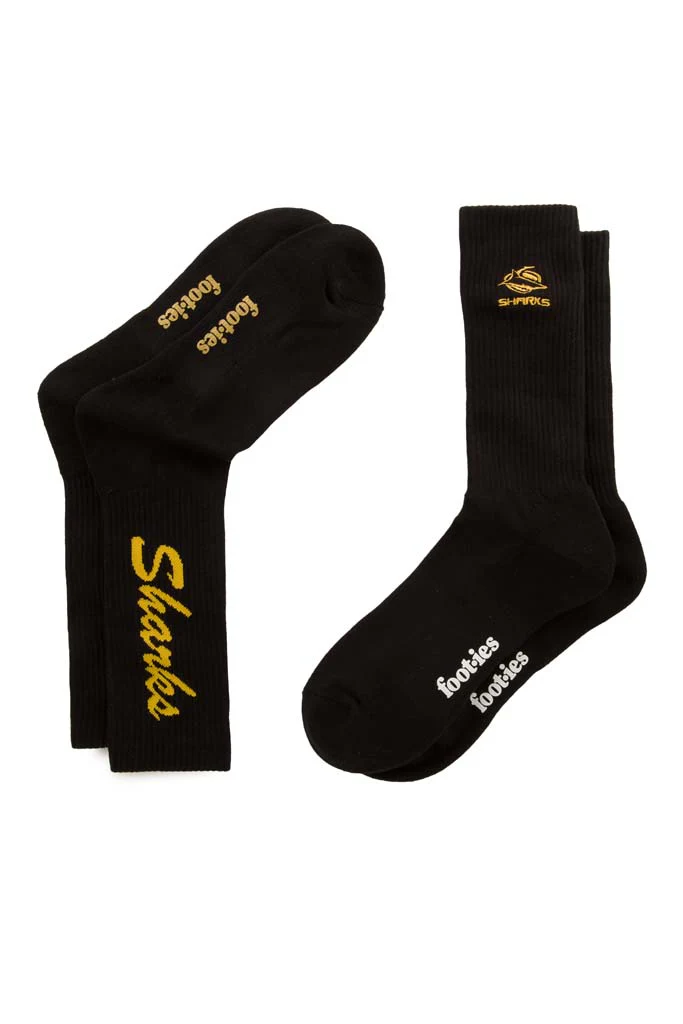 Cronulla Sharks Black Sneaker Sock 2 Pack - Image 2