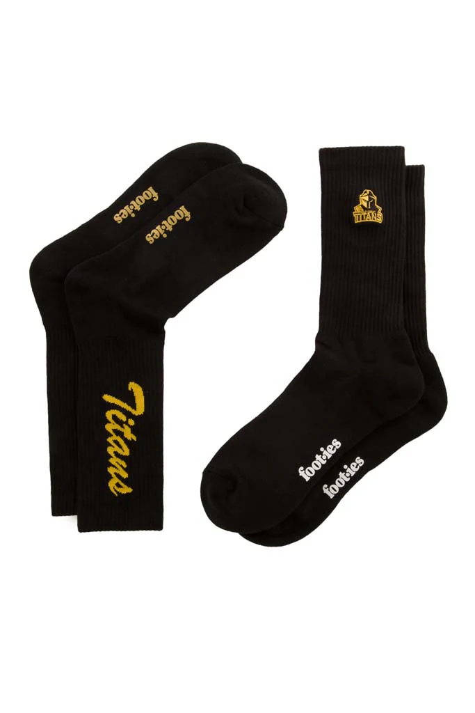 Gold Coast Titans Black Sneaker Sock 2 Pack - Image 2