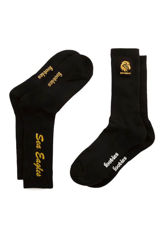 Manly Sea Eagles Black Sneaker Sock 2 Pack - Image 2