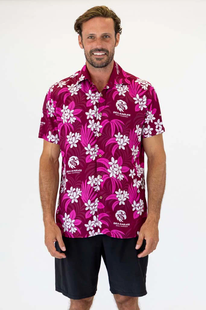 Manly Sea Eagles 'Reef' Hawaiian Shirt Adult - Image 2