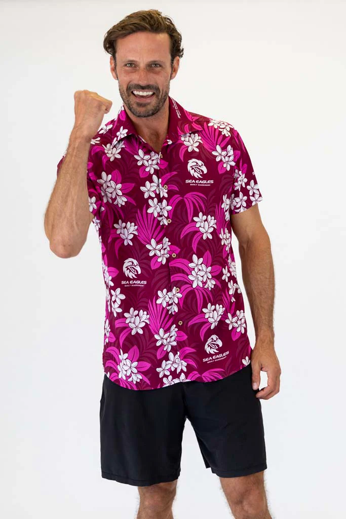 Manly Sea Eagles 'Reef' Hawaiian Shirt Adult - Image 3