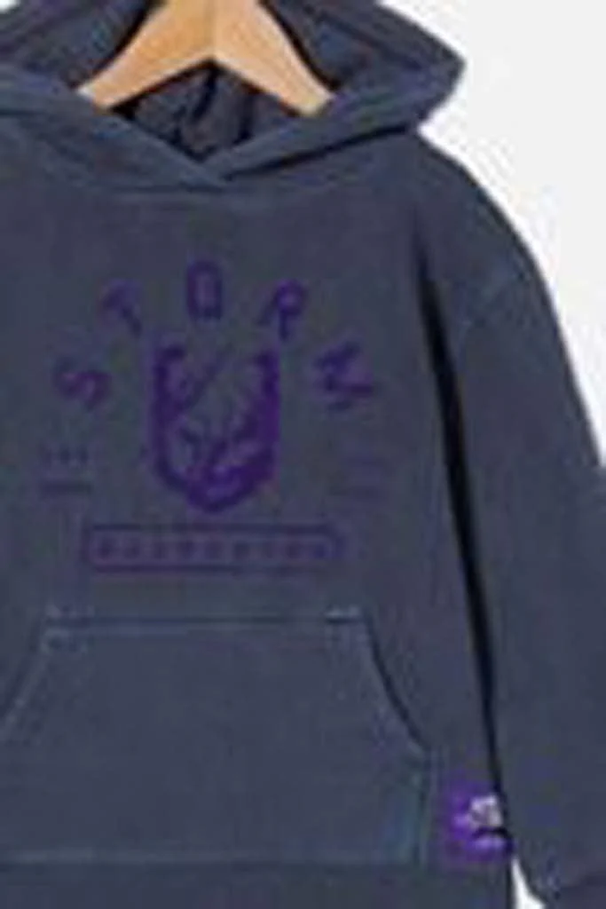 Melbourne Storm NRL Kids Flocked Pocket Hoodie - Image 2