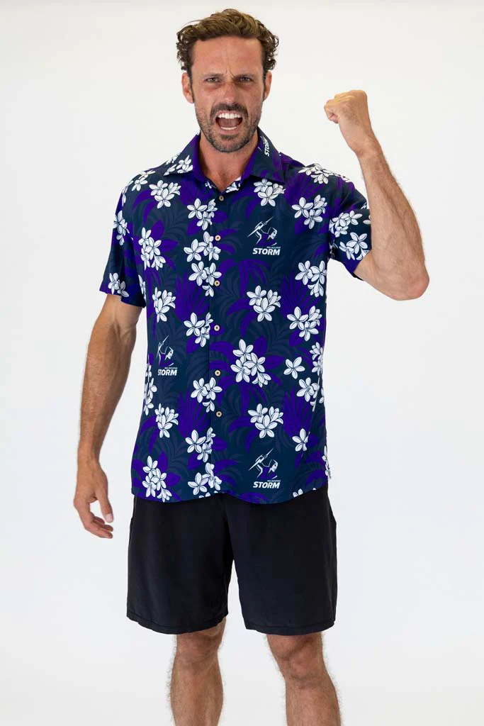 Melbourne Storm 'Reef' Hawaiian Shirt Adult - Image 3