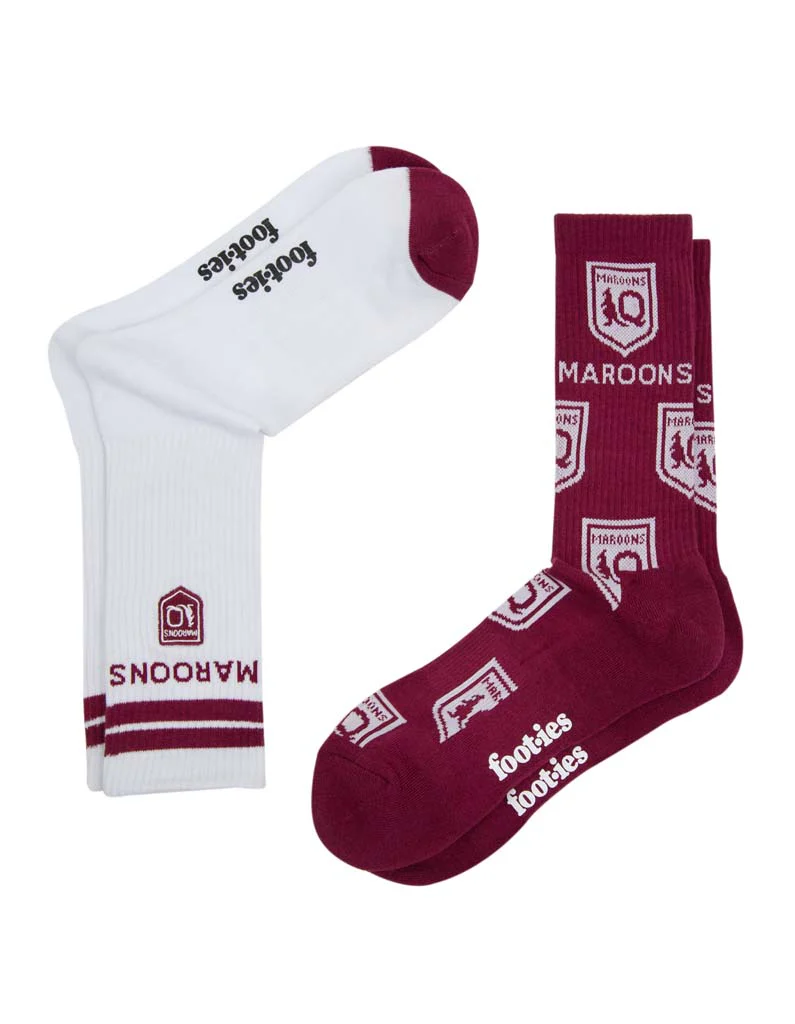 Queensland Maroons Icons Sneaker Sock 2 Pack - Image 3