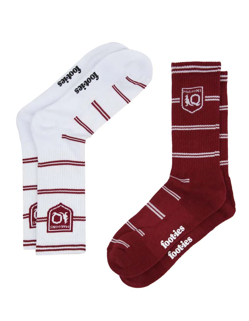 Queensland Maroons Stripes Sneaker Sock 2 Pack - Image 5