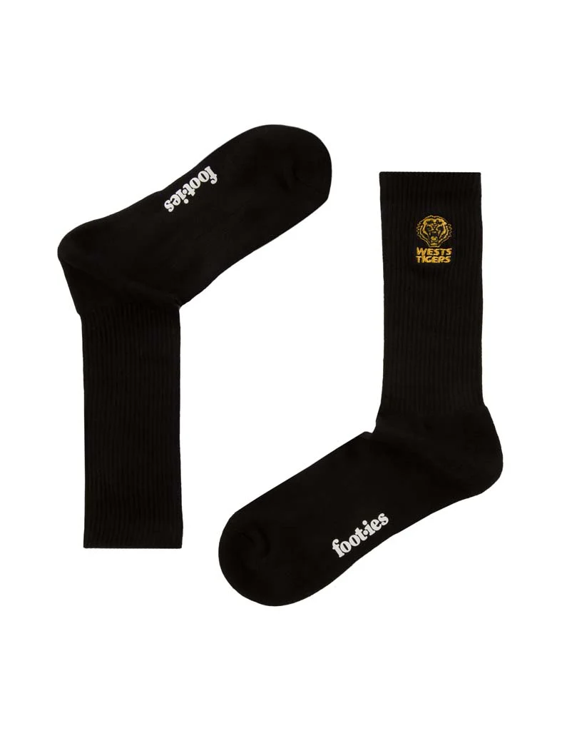 Wests Tigers Black Sneaker Sock 2 Pack - Image 2