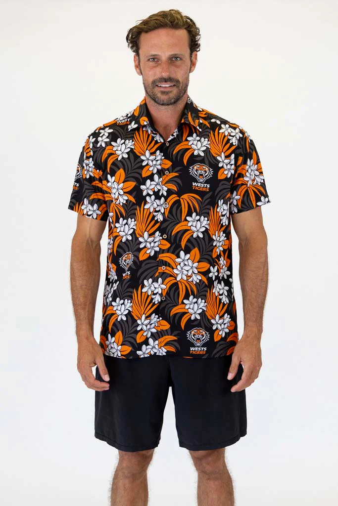 Wests Tigers 'Reef' Hawaiian Shirt Adult - Image 2