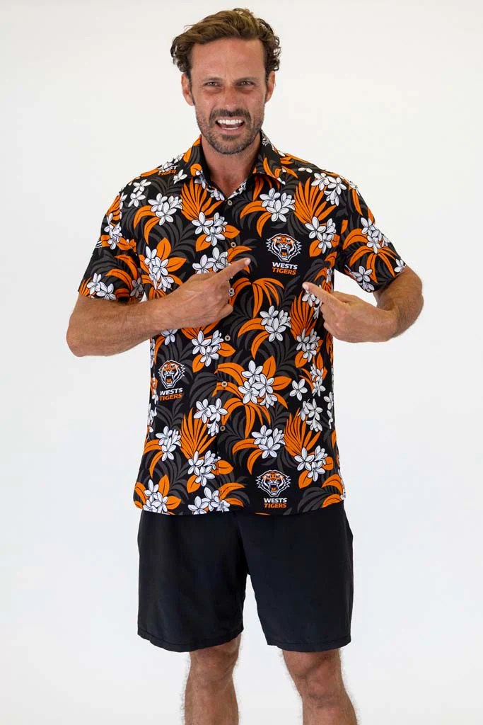 Wests Tigers 'Reef' Hawaiian Shirt Adult - Image 3